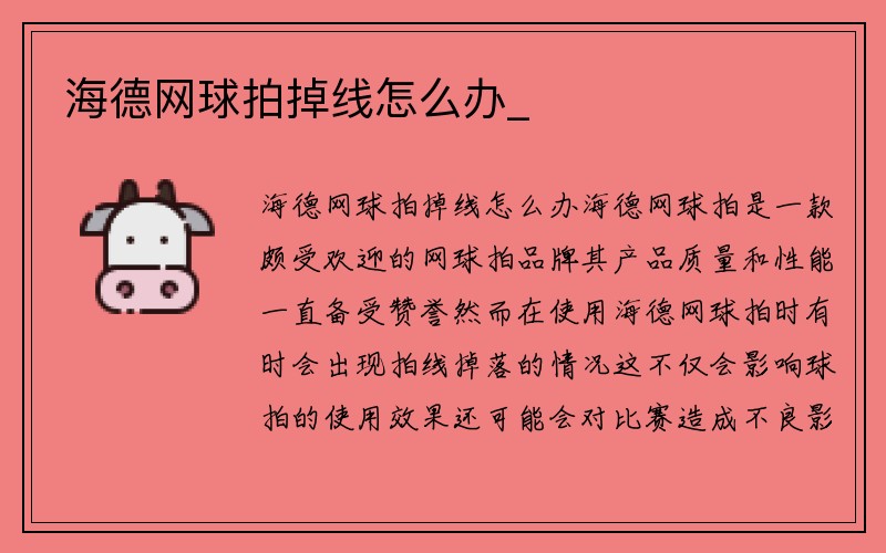 海德网球拍掉线怎么办_