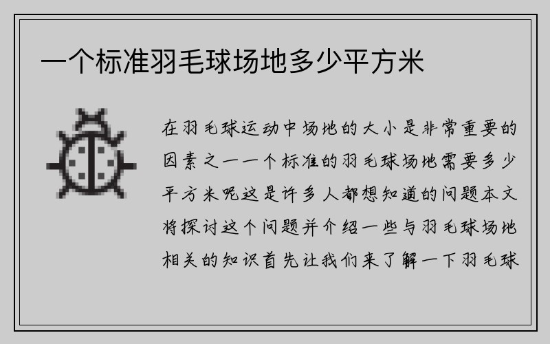 一个标准羽毛球场地多少平方米