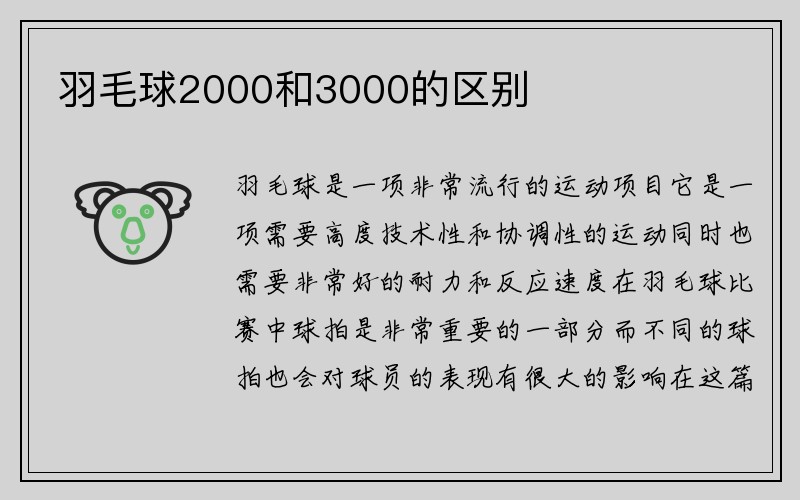 羽毛球2000和3000的区别